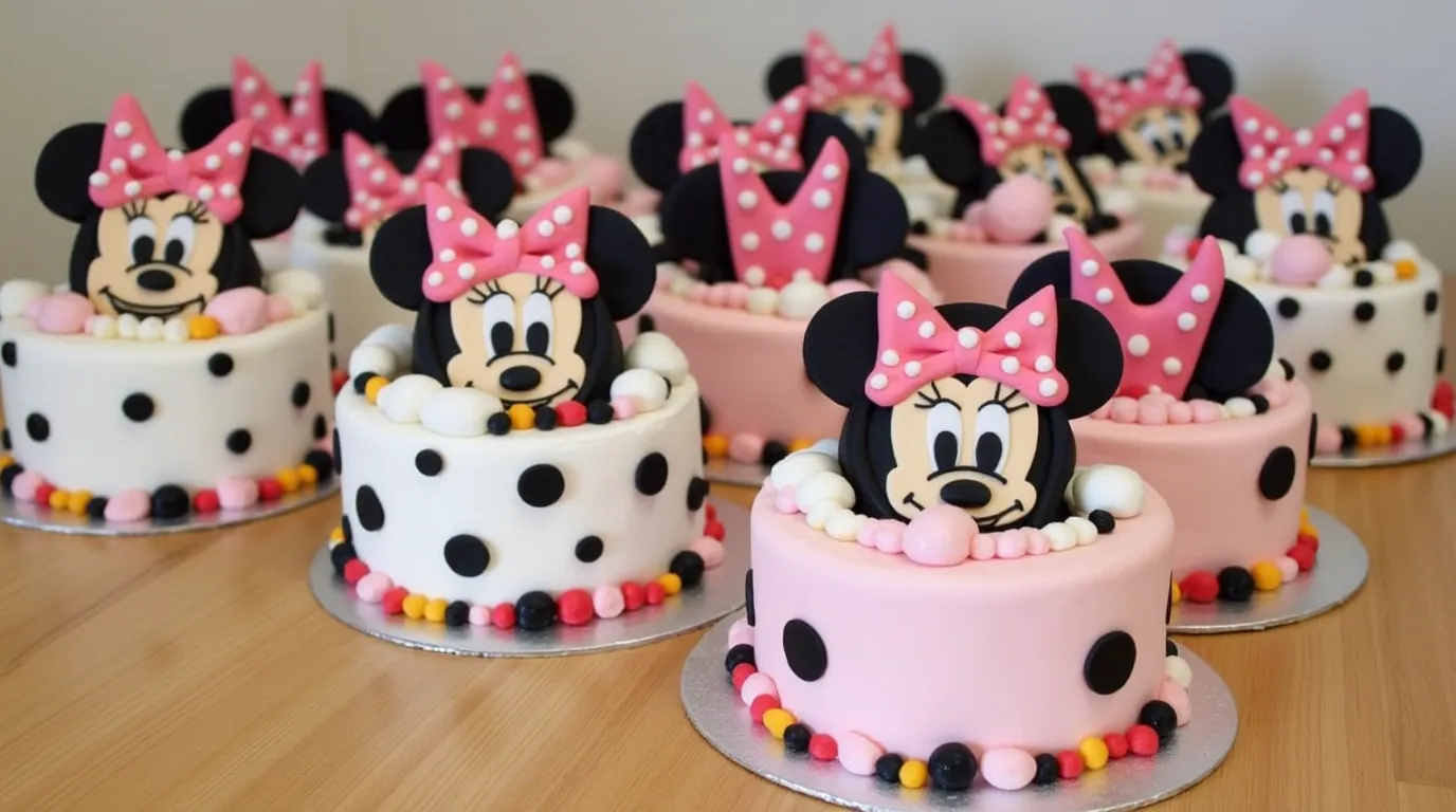 Minnie Mouse Birthday Cake with Cute Decorations