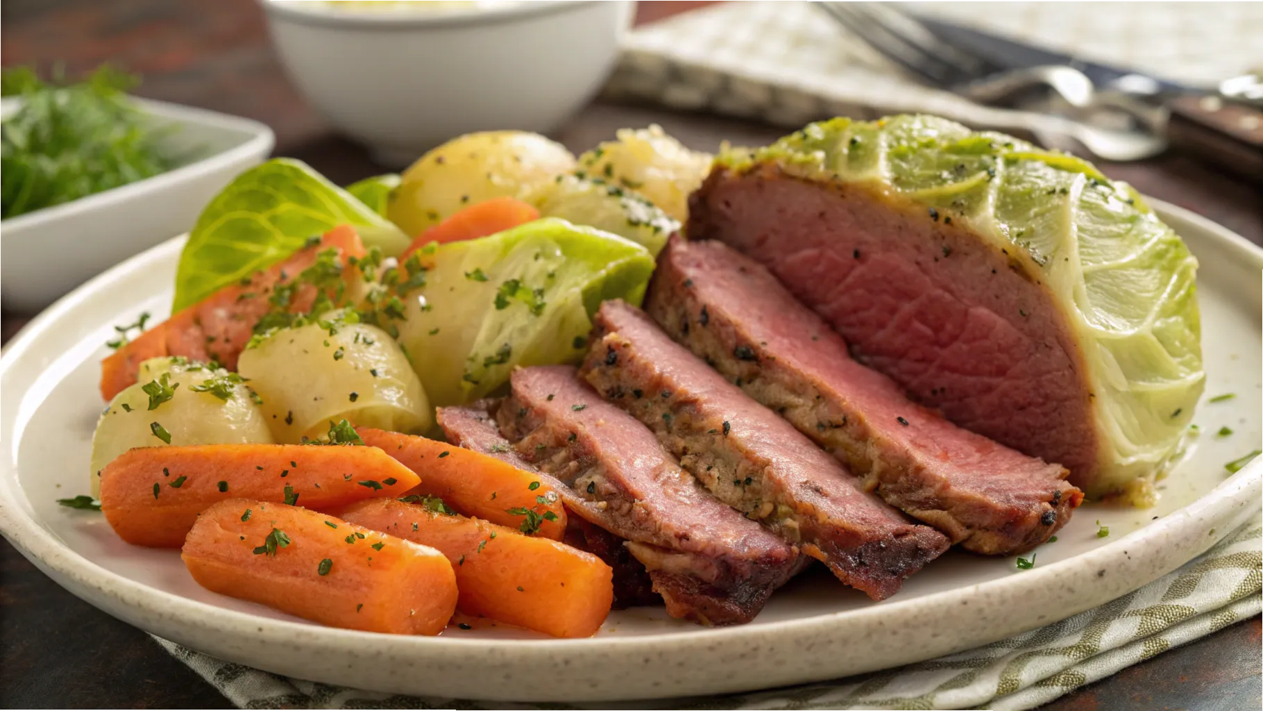 Easy Oven Corned Beef and Cabbage on a Roasting Pan