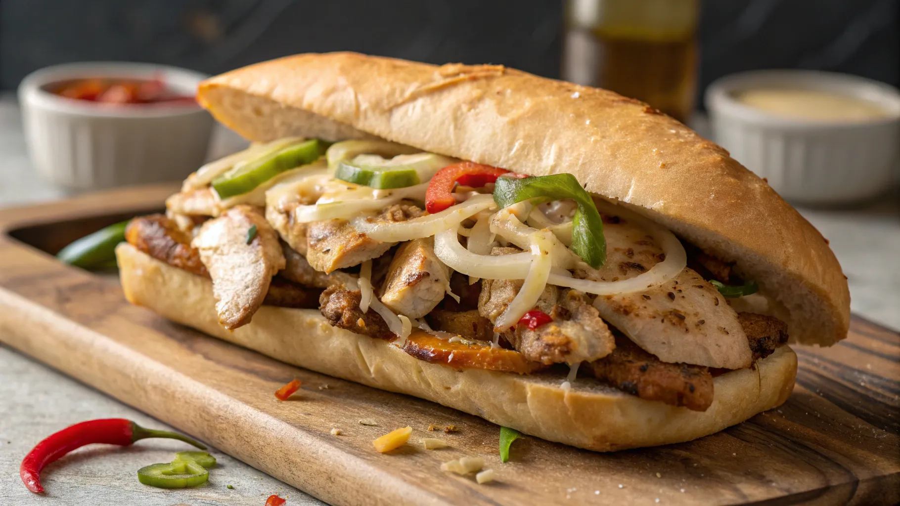 Make a quick, tasty Chicken Philly Cheesesteak at home with tender chicken, provolone cheese, and fresh veggies. Perfect for an easy meal!