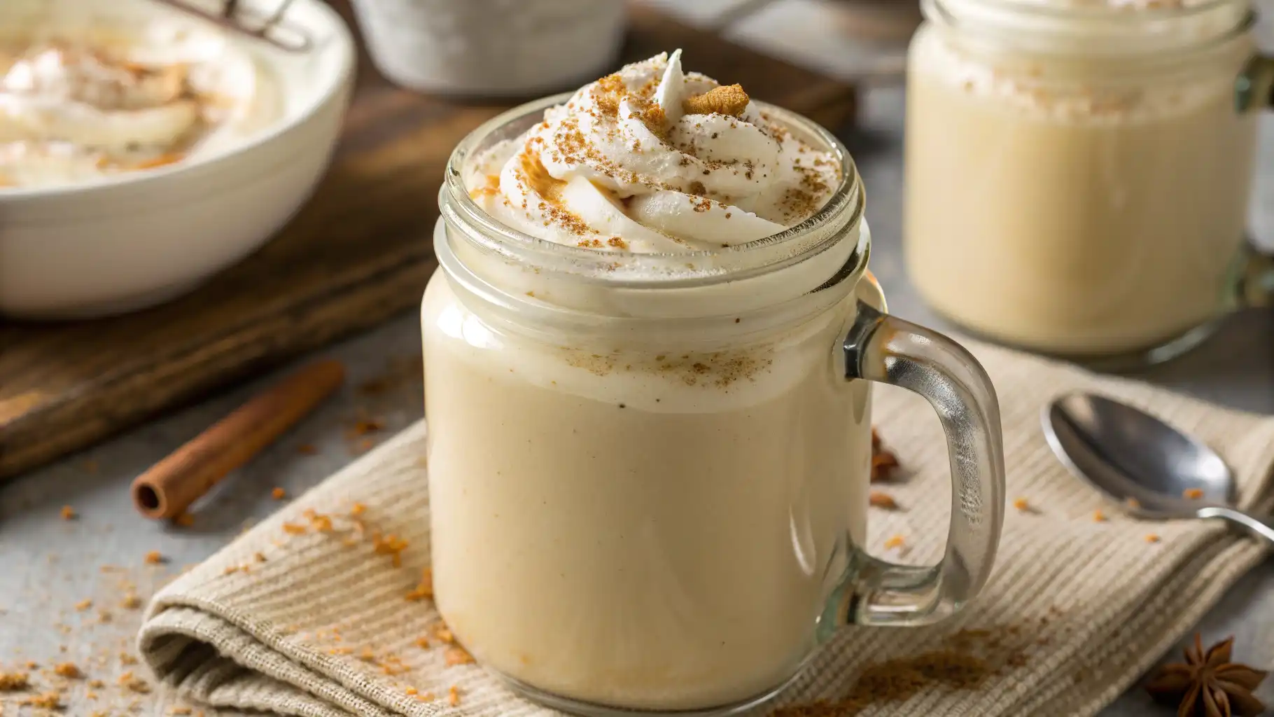 Easy Homemade Eggnog Coffee Creamer in a Glass Jar