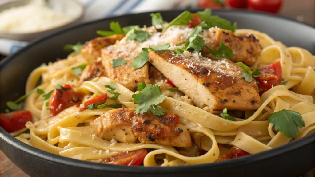 Cajun Chicken Pasta Served with Creamy Sauce