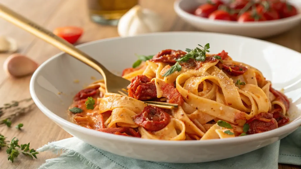 Creamy Vegan Sun-Dried Tomato Pasta – Easy Dairy-Free Dinner Recipe