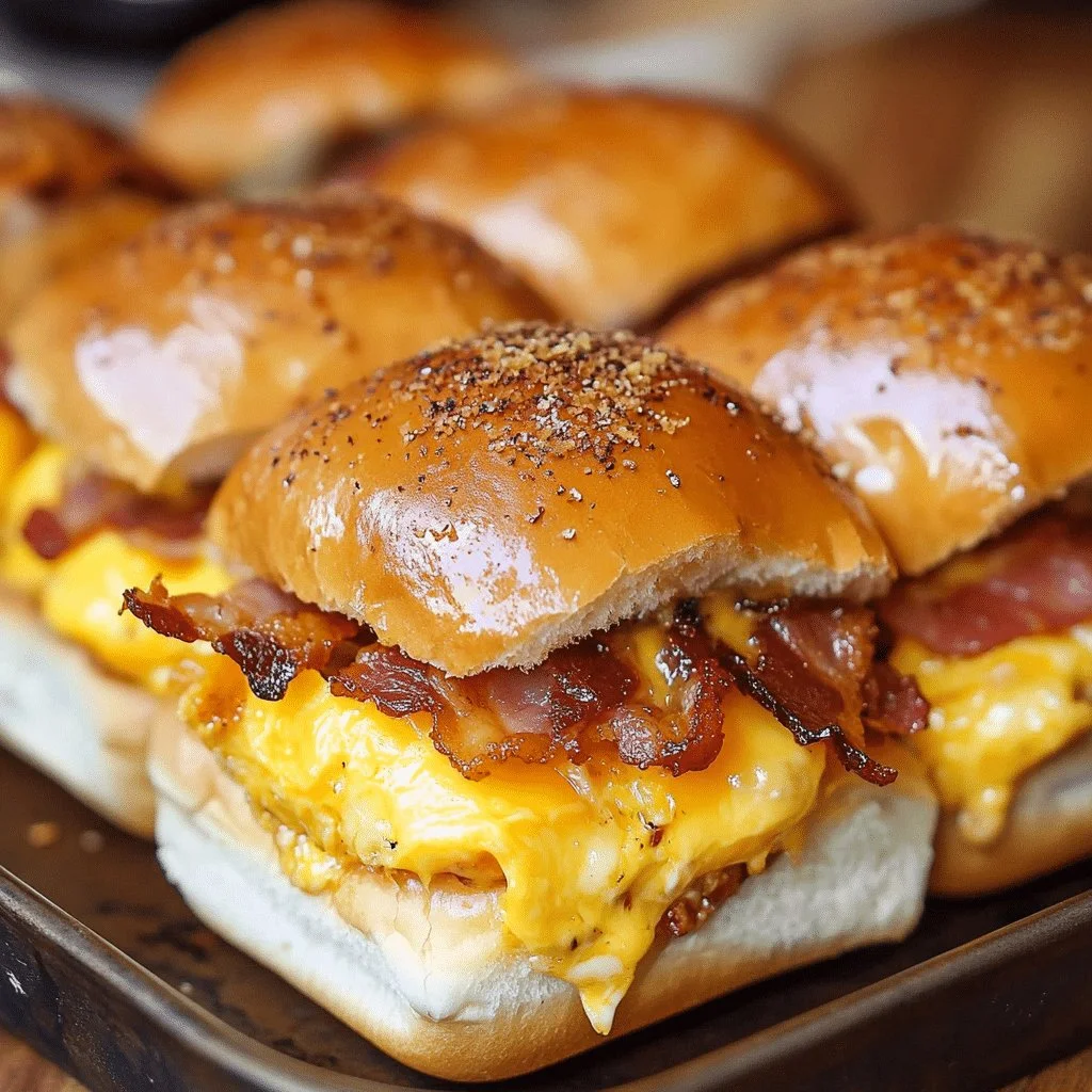 Delicious Crack Breakfast Sliders with bacon, egg, and cheese for a tasty breakfast