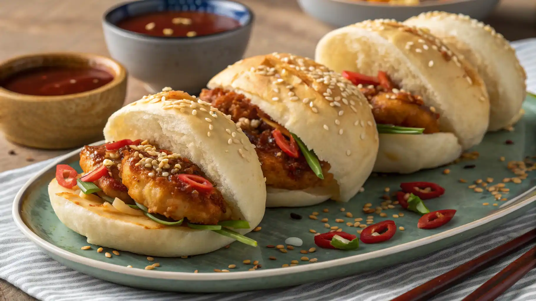 Dynamite Chicken Buns with savory filling and soft bun