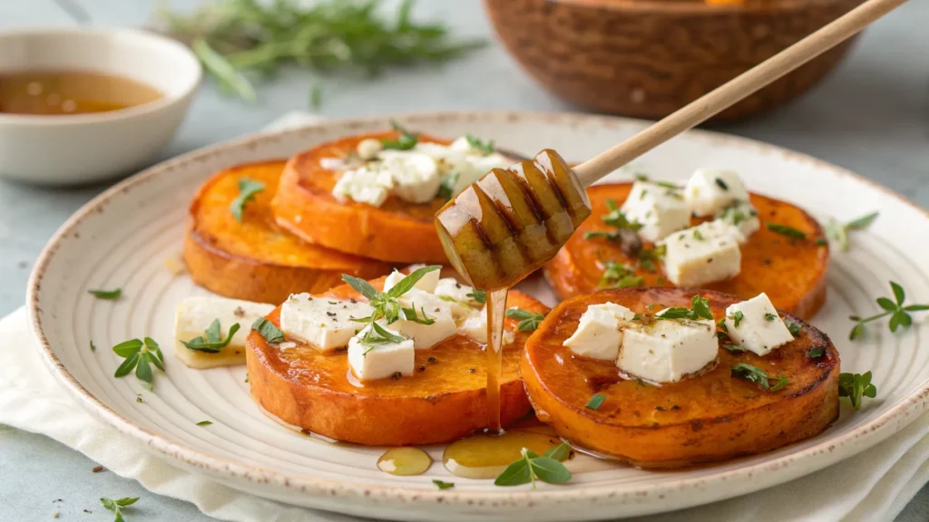 Sweet Potato Taco Bowls with black beans, corn, avocado, and lime wedges
