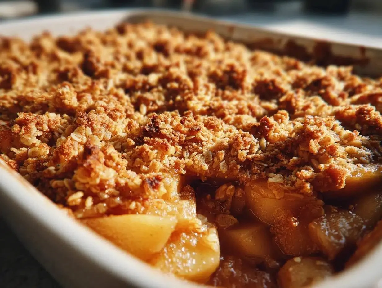 Delicious Pioneer Woman apple crisp topped with oat crumble