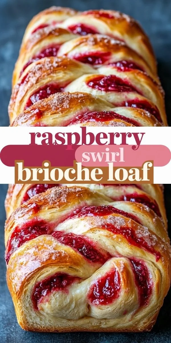 Delicious Raspberry Swirl Brioche Loaf with vibrant raspberry filling