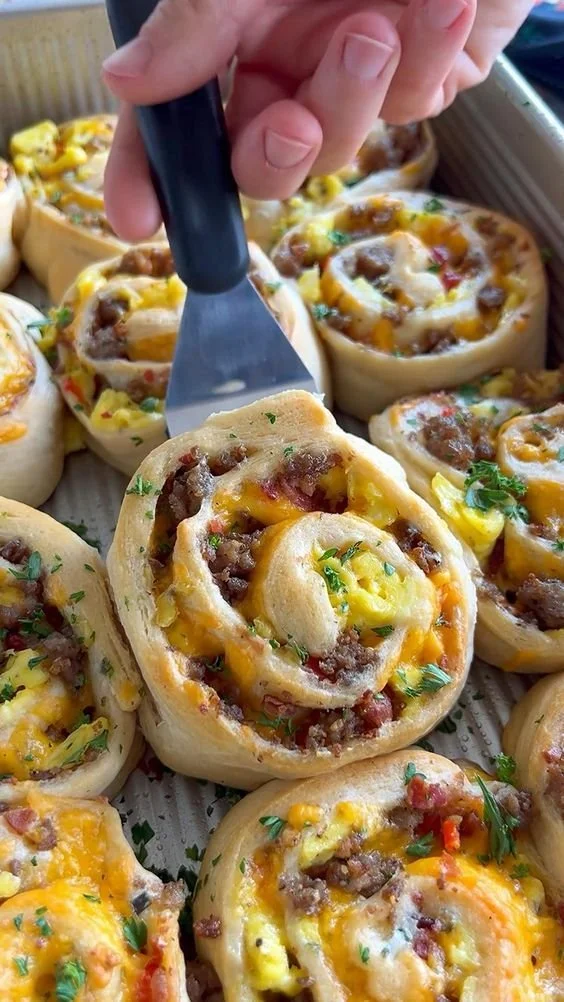 Delicious savory breakfast rolls filled with fresh ingredients