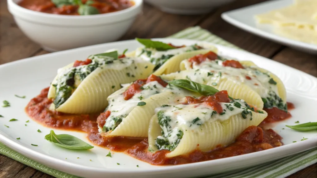 Healthy Food Menu | Delicious Spinach and Ricotta Stuffed Shells