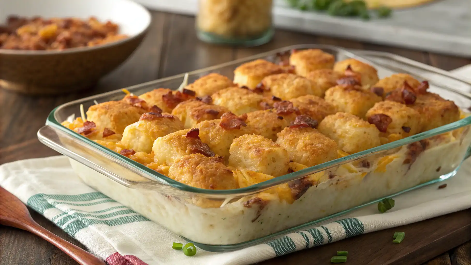 Homestyle Tater Tot Bake with Pita Chips and Veggies