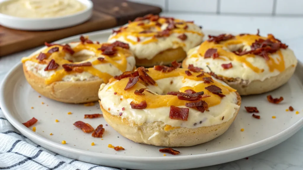 Easy Creamy Bacon Cheddar Bagels Recipe