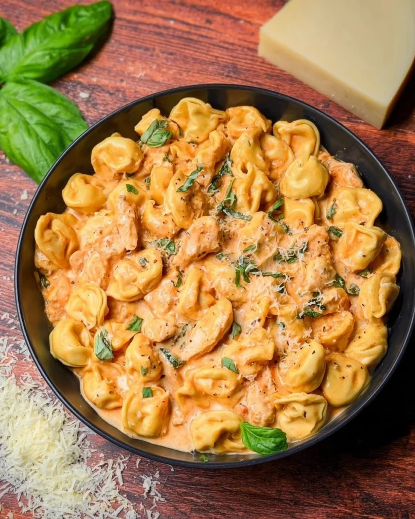 CrockPot Chicken Tortellini simmering in a bowl, ready to serve for a cozy meal.