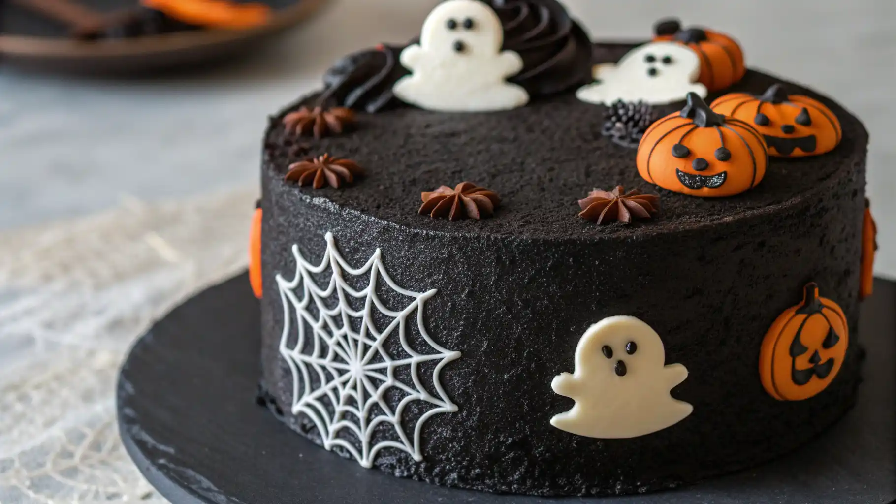 Spooky Black Velvet Halloween Cake