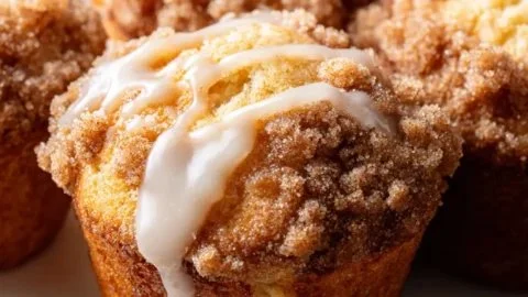Delicious homemade coffee cake muffins served on a plate