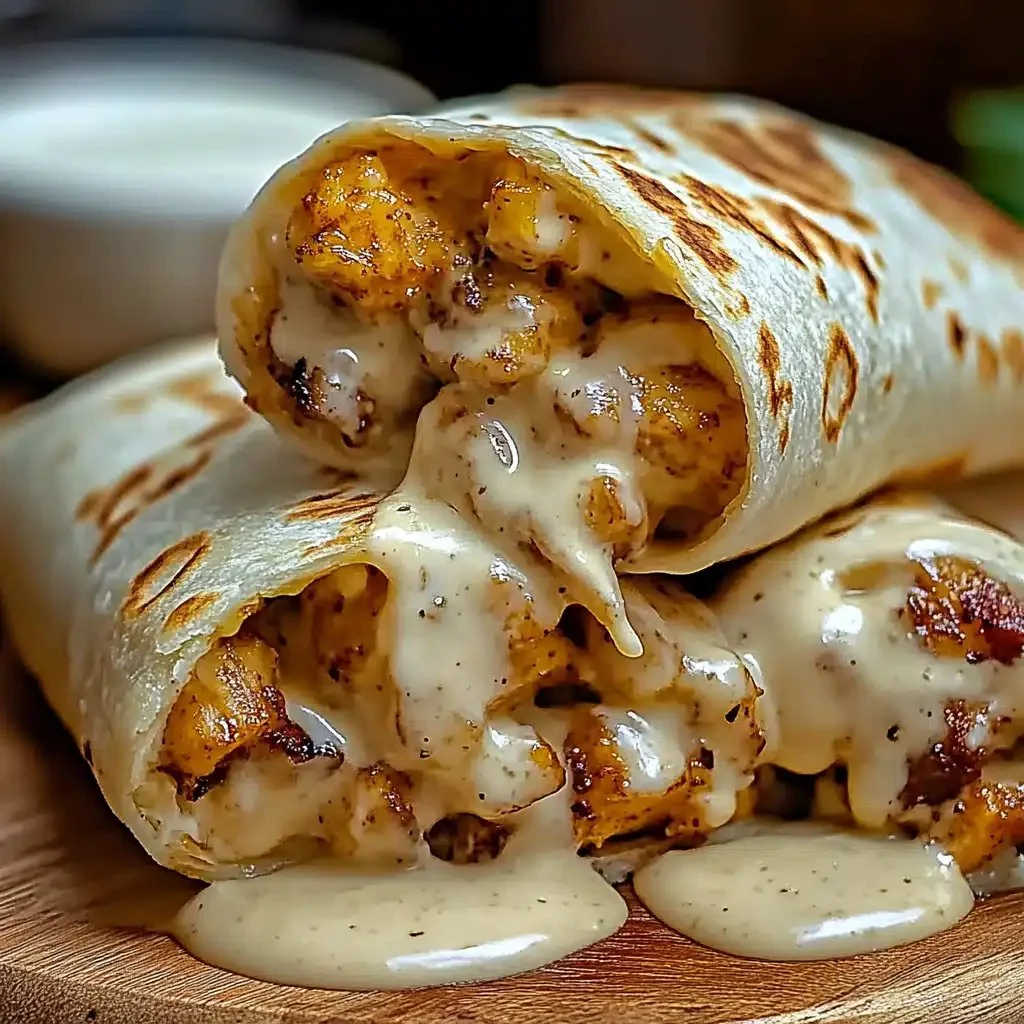 Cheesy garlic chicken wraps filled with tender chicken and melted cheese