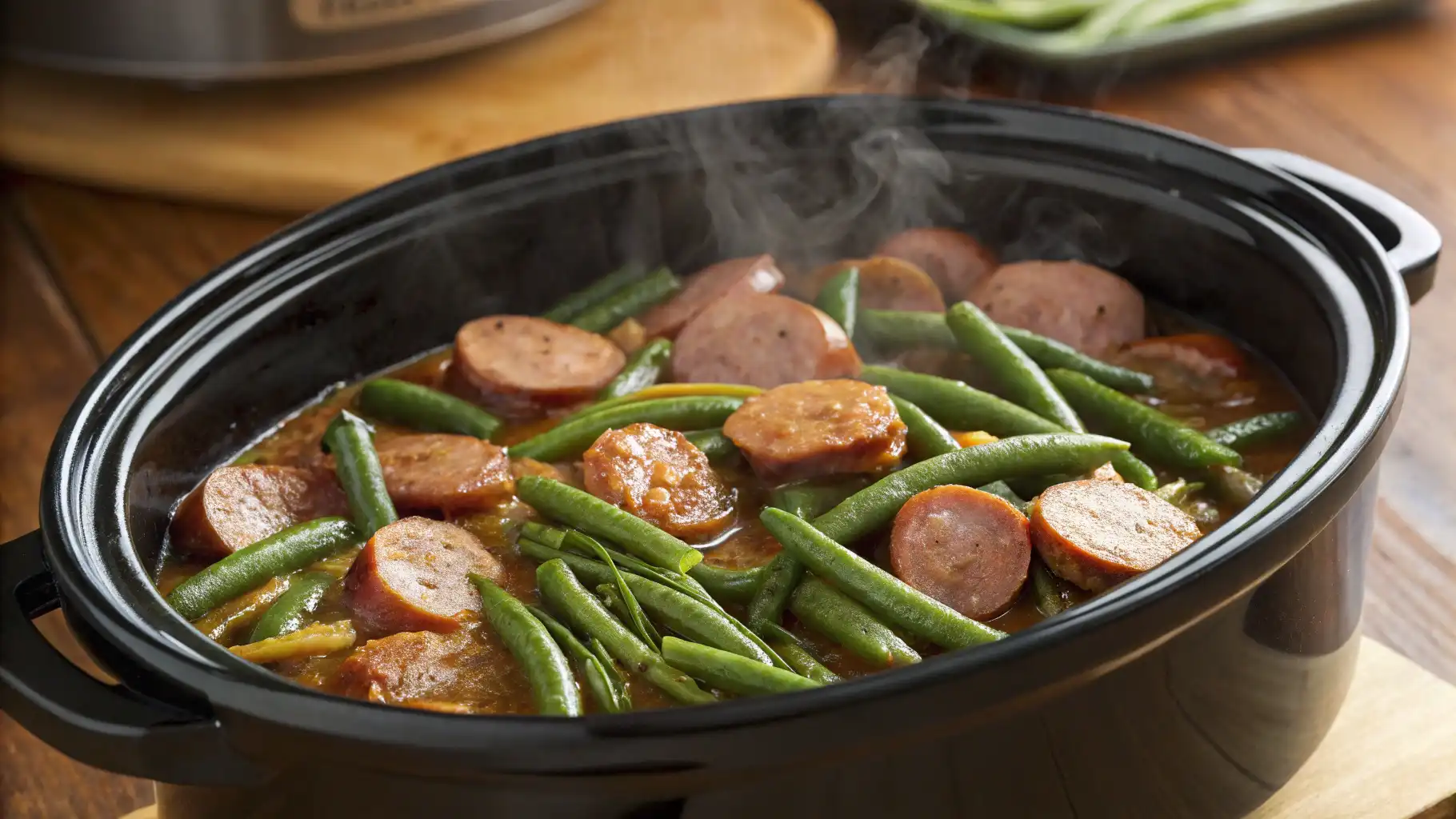 Crockpot Kielbasa and Green Beans
