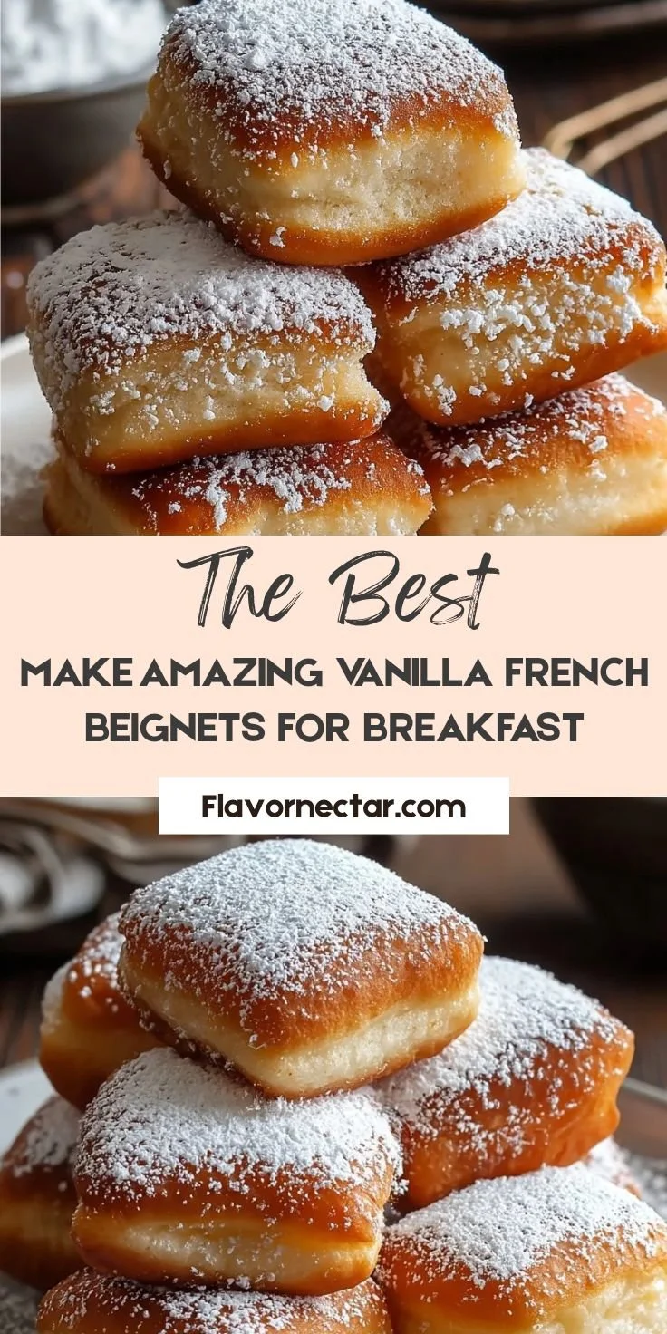 Delicious vanilla beignets served on a plate for breakfast