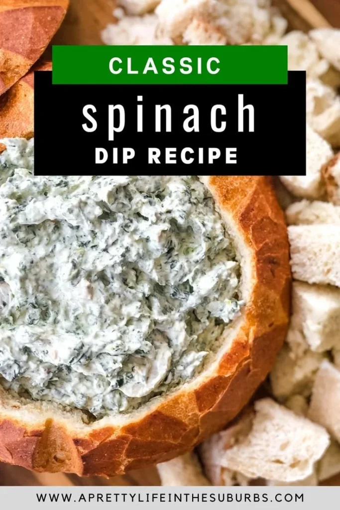 Delicious classic spinach dip served in a bowl with tortilla chips