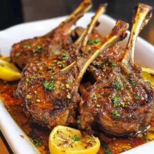 Delicious easy baked lamb chops ready to serve on a plate