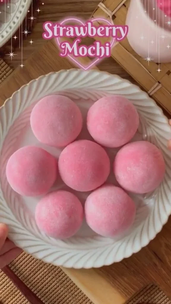 Delicious homemade strawberry mochi treat on a plate