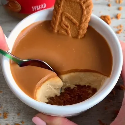 Delicious One Pot Lotus Biscoff Cheesecake topped with crumbled Biscoff cookies.