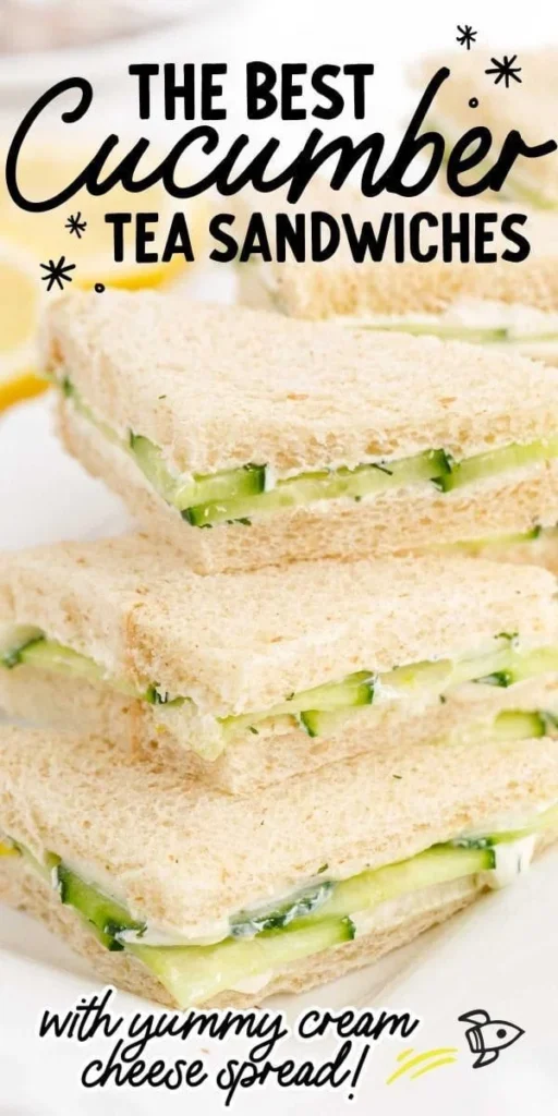 Cucumber tea sandwiches arranged neatly on a platter for afternoon tea.
