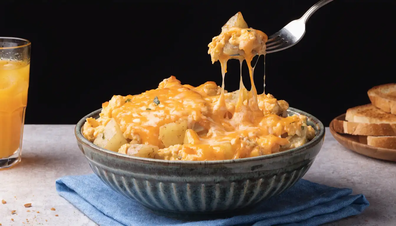 Cheesy Potato Egg Scramble