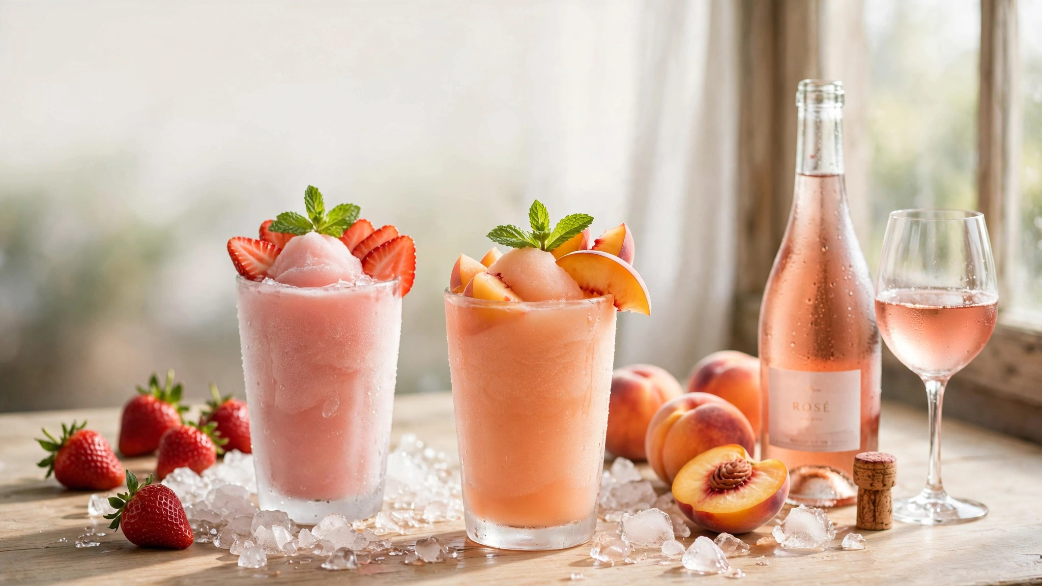 Strawberry and Peach Wine Slushies